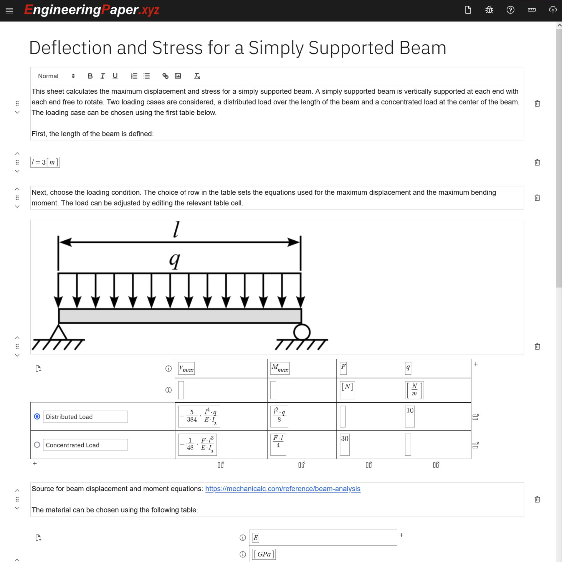 Example of shared EngineeringPaper.xyz sheet